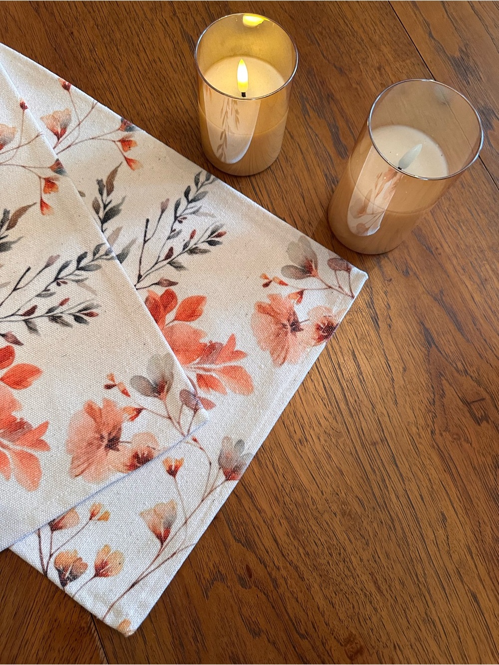Autumn Pumpkin Floral Placemats - Martha Stewart - Set of 2 (Cream & Orange) - Picture 4 of 14